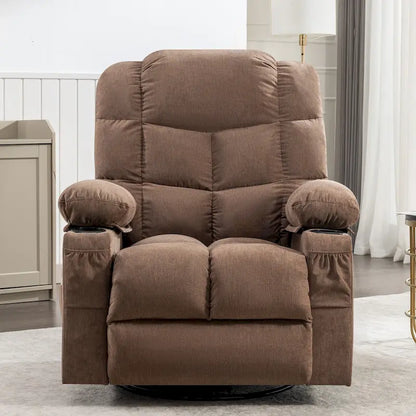 Grey Oversized Recliner With Heat And Massage, 150 Recline, 30 Rocking, USB Charging, And 2 Cup Holders