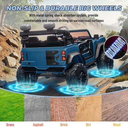 Bronco Raptor Two-Seater Ride-On Car Truck Toy Blue