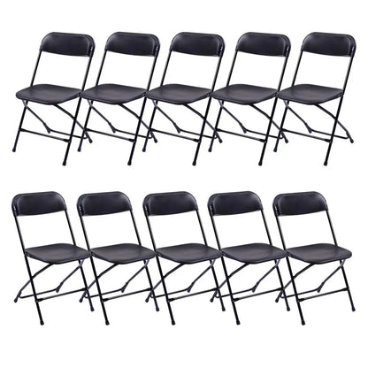 Ktaxon 6 Ft. White Folding Table And 10 Pack Folding Chairs Black, Plastic Table And Chair Set