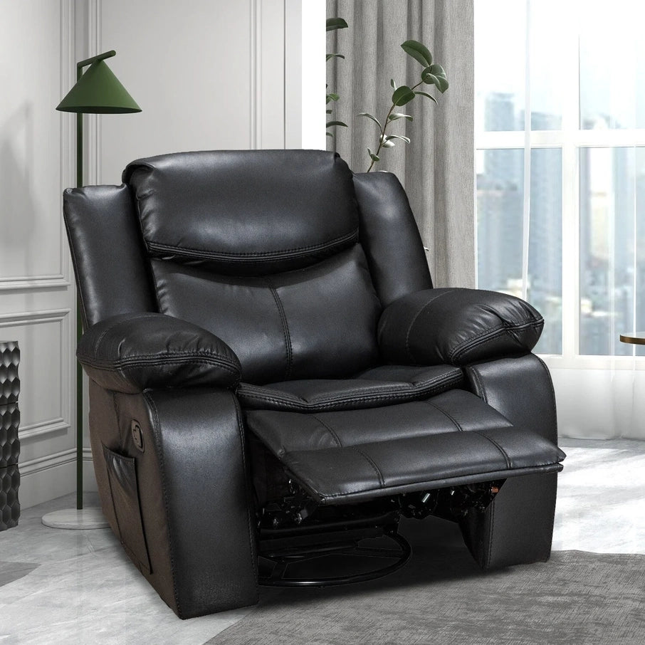 Wide Seat Durable Leather Massage And Heat Recliner