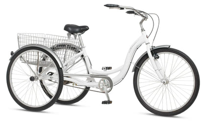 Schwinn Meridian Adult Tricycle, Men's And Women's Beach Cruiser, 26-inch Wheels, Low Step-Through, Wide Saddle, Folding Rear Basket