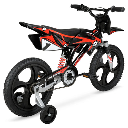 Hyper Bicycles 16 In. Kids Motobike With Mag Wheels, Including Training Wheels, Black/Red