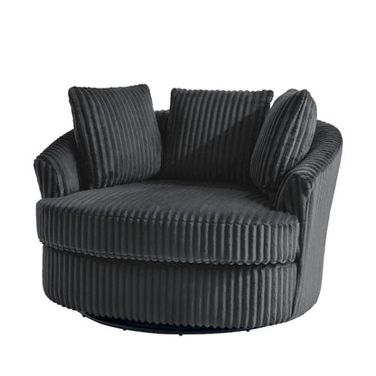 2 Set Oversized 43 W Plush Corduroy Swivel Barrel Chair With Pillows