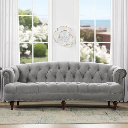 La Rosa 84 Mid-Century Modern Velvet Upholstered Chesterfield Tufted Sofa