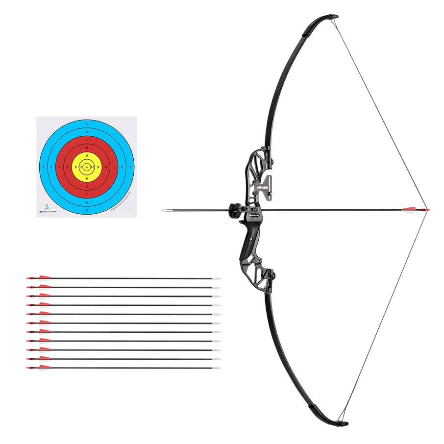 55lbs Recurve Bow Arrow Set, Fiberglass Arrows, Everfit