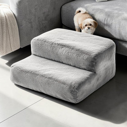 Jpkxv Pet Stairs - 3-Step Foam Ladder for Dogs & Cats - Non-Slip Pet Ramp for High Beds & Sofas - Soft & Joint-Friendly