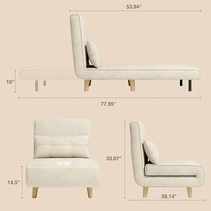 3-in-1 Sleeper Chair Bed Convertible Chair Bed Futon Sofa With Adjustable Backrest