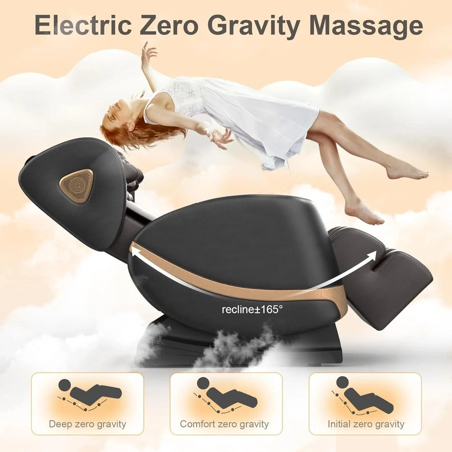 Massage Chair Full Body, Zero Gravity Massage Chair With 10 Fix Rollers, Heating, Foot Massage, Auto Modes, Bluetooth Speaker
