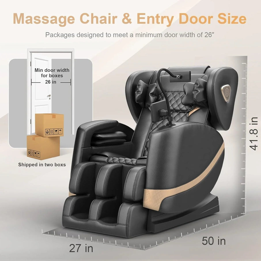 Massage Chair Full Body, Zero Gravity Massage Chair With 10 Fix Rollers, Heating, Foot Massage, Auto Modes, Bluetooth Speaker