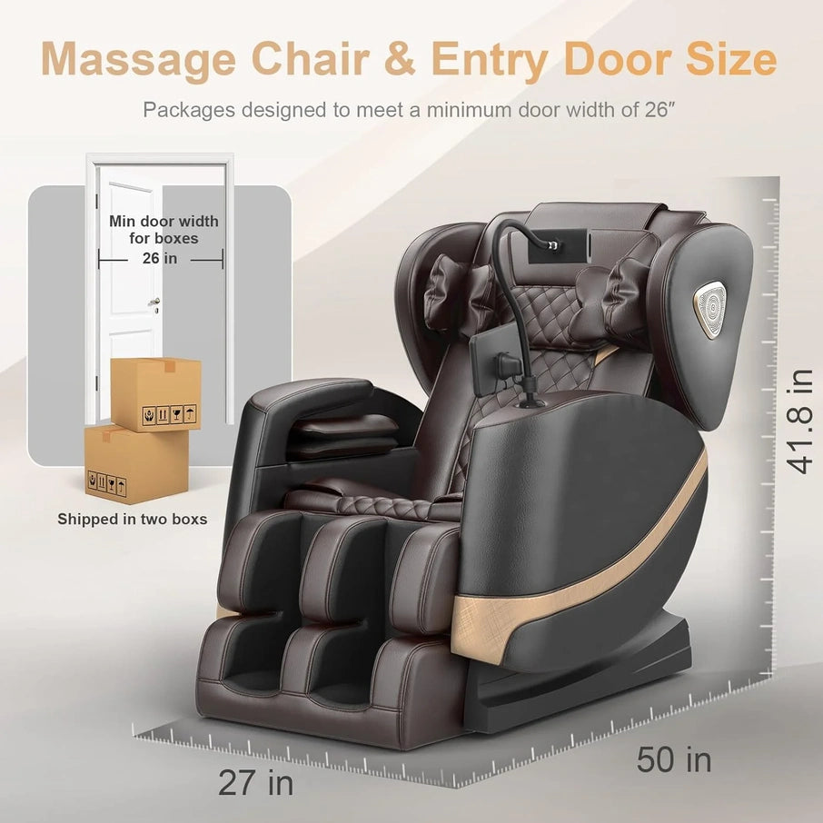 Massage Chair Full Body, Zero Gravity Massage Chair With 10 Fix Rollers, Heating, Foot Massage, Auto Modes, Bluetooth Speaker