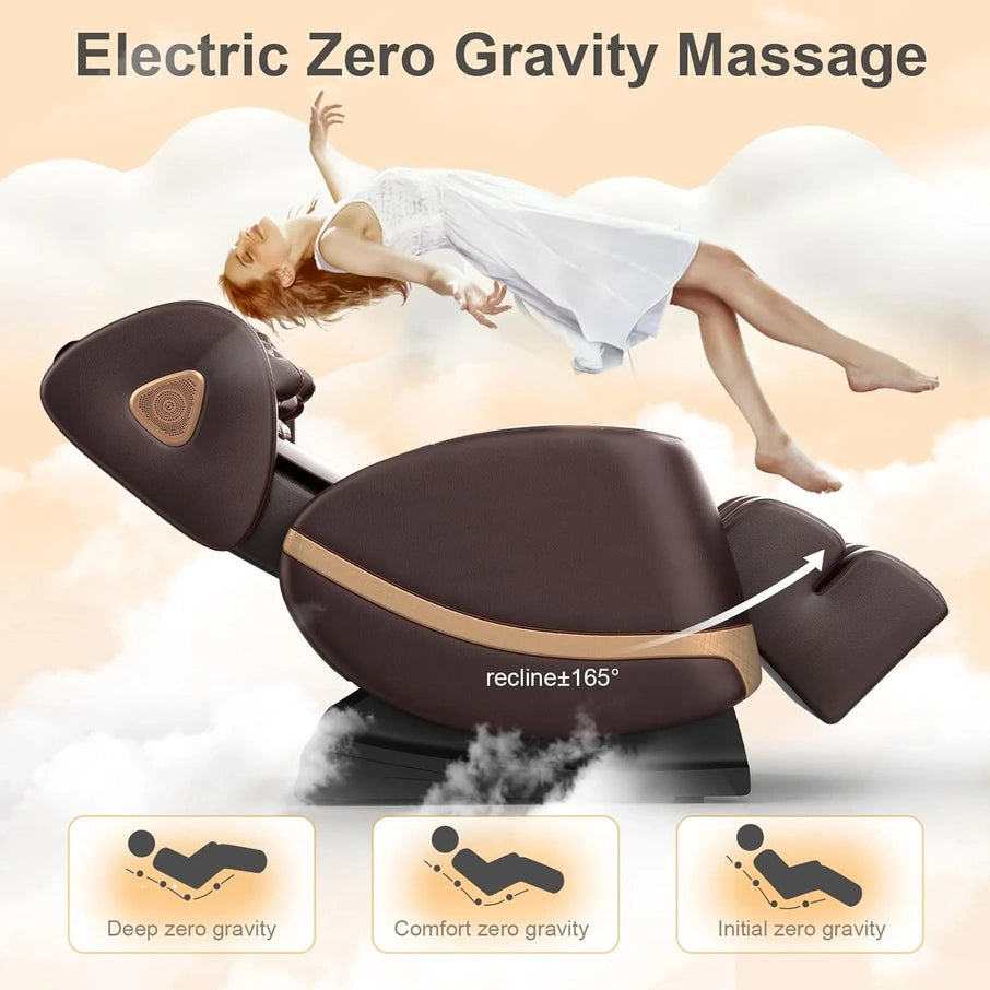Massage Chair Full Body, Zero Gravity Massage Chair With 10 Fix Rollers, Heating, Foot Massage, Auto Modes, Bluetooth Speaker