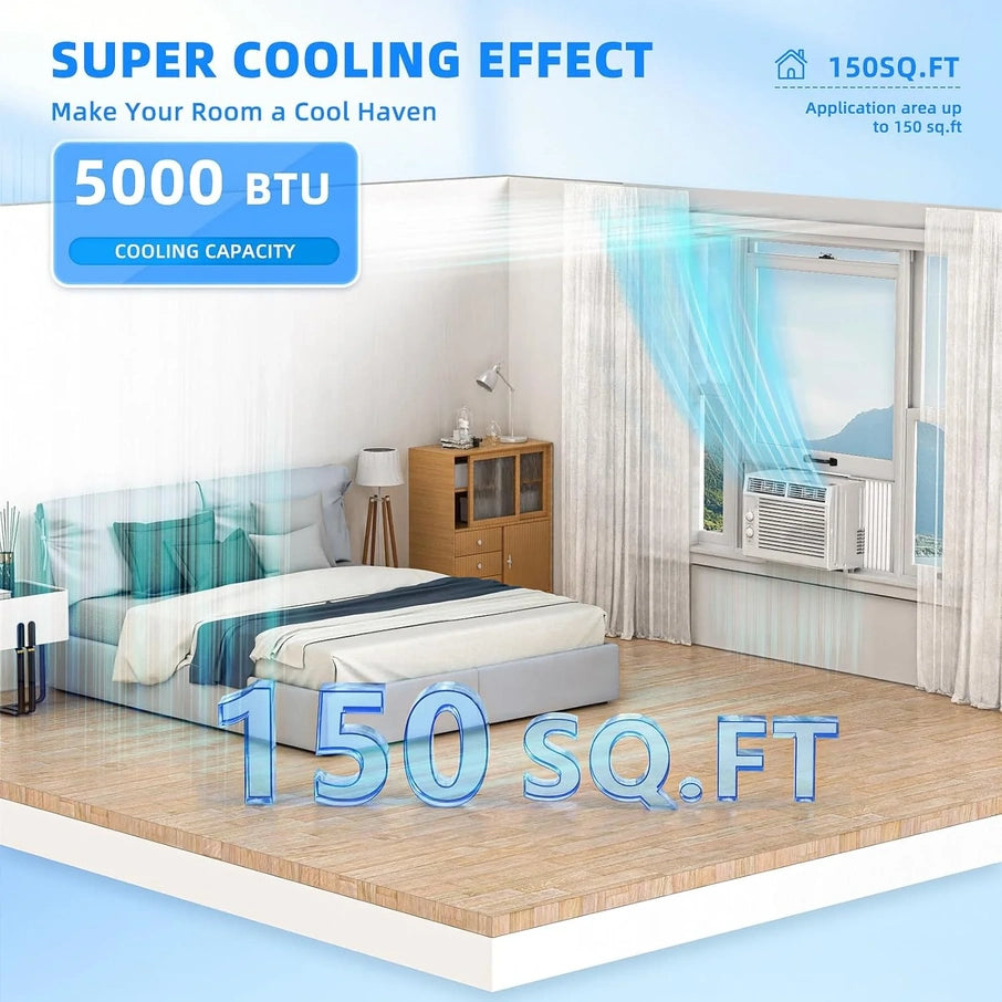 Antarctic Star 12,000 BTU U-Shaped Window Air Conditioner Unit Cools Up To 550 Sq. Ft. With 6 Modes 24H Timer, Ultra Quiet Window AC Units