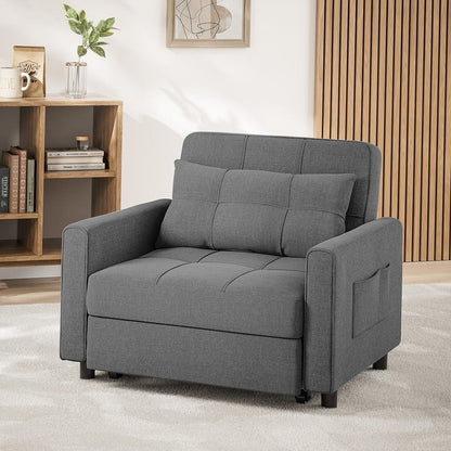 3-in-1 Adjustable Sleeper Sofa Bed, Pull Out Chair Sofa, Convertible Folding Bed For Living Room