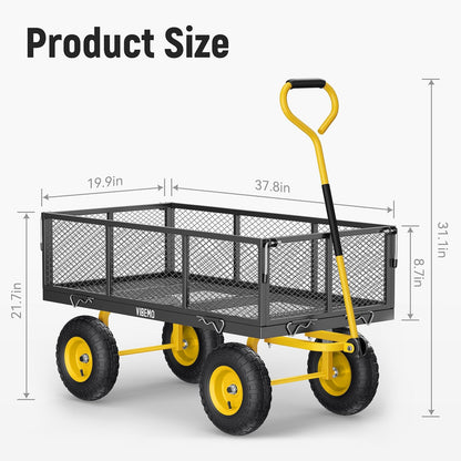 Steel Garden Cart, 2-in-1 1400 Lbs Heavy Duty Utility Wagon, With Removable Mesh Sides To Convert Into Flatbed