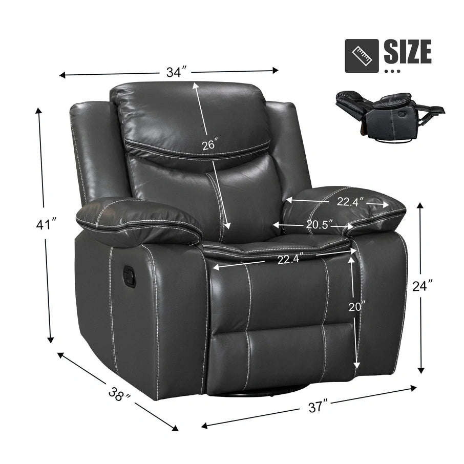 Wide Seat Durable Leather Massage And Heat Recliner
