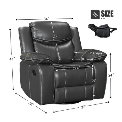 Wide Seat Durable Leather Massage And Heat Recliner