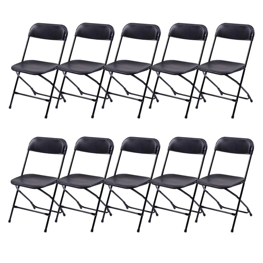 Ktaxon 6 Ft. White Folding Table And 10 Pack Folding Chairs Black, Plastic Table And Chair Set