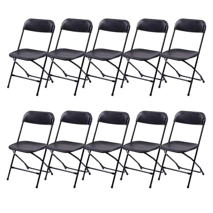 Ktaxon 6 Ft. White Folding Table And 10 Pack Folding Chairs Black, Plastic Table And Chair Set