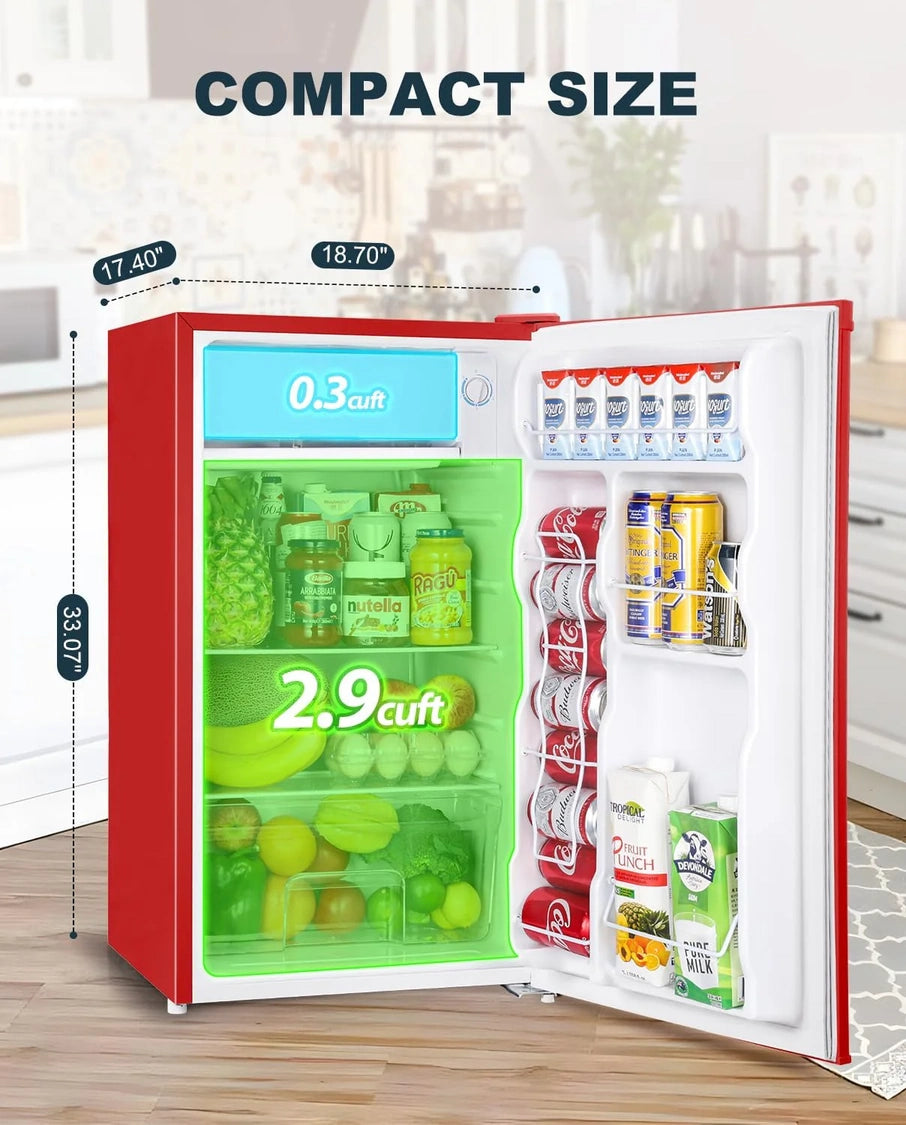 Upstreman 3.2 Cu. Ft. Mini Fridge With Freezer, Single Door Mini Fridge, Dorm Fridge, Adjustable Thermostat, Black-BR321