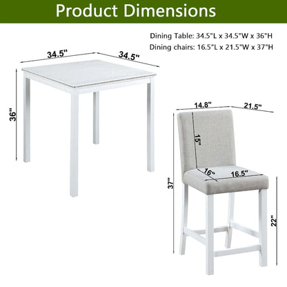 Modern 5-Piece Dining Set With Square Counter Height Table And 4 Upholstered Chairs