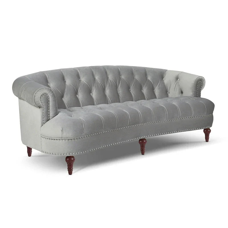 La Rosa 84 Mid-Century Modern Velvet Upholstered Chesterfield Tufted Sofa