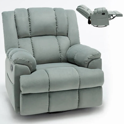 Lazy Boy Swivel Rocker Fabric Recliner Chair, Overstuffed Large Manual Recliner Glider With Pillow Top Arms And Cushion Back