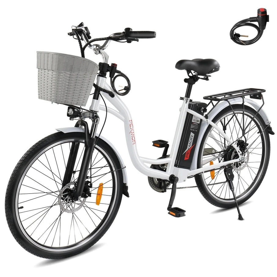 Pexmor Electric Bike For Adults, 350W, Peak 500W City Commuter Ebike 36V 12.5Ah Removable Battery