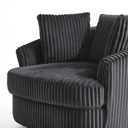 2 Set Oversized 43 W Plush Corduroy Swivel Barrel Chair With Pillows
