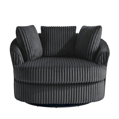 2 Set Oversized 43 W Plush Corduroy Swivel Barrel Chair With Pillows