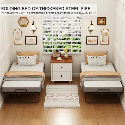 Folding Bed With Mattress 75 In. x 31 In. Cot Size Folded Bed