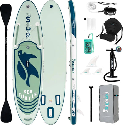 FunWater Inflatable Stand Up Paddle Board With Premium Sup Paddle Accessories, Non-Slip EVA Deck, 11'/10'6' Paddle