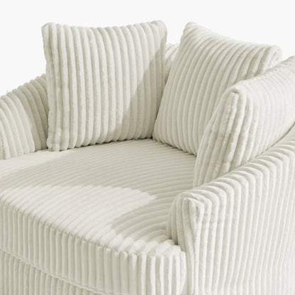 2 Set Oversized 43 W Plush Corduroy Swivel Barrel Chair With Pillows