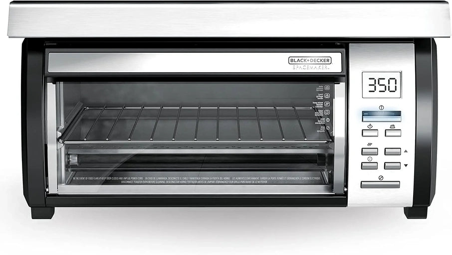 Black Plus Decker SpaceMaker Under-Counter Toaster Oven, Digital Controls, Black/Stainless Steel, Fits 9 in. Pizza, TROS1000D