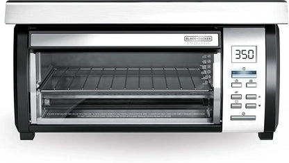 Black Plus Decker SpaceMaker Under-Counter Toaster Oven, Digital Controls, Black/Stainless Steel, Fits 9 in. Pizza, TROS1000D
