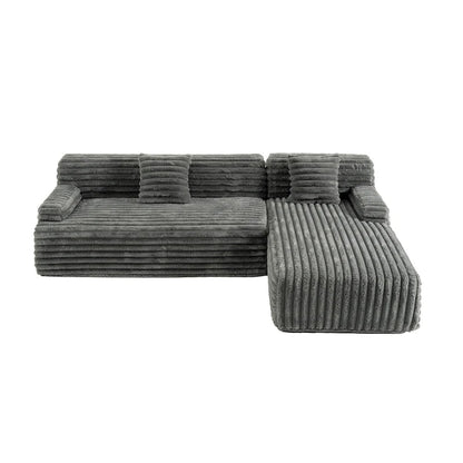 Cloud Sectional Sofa, Modern Upholstered Couch With 2 Throw Pillows, Free-Combined Sofa, Modular Sectional L Shaped Couch