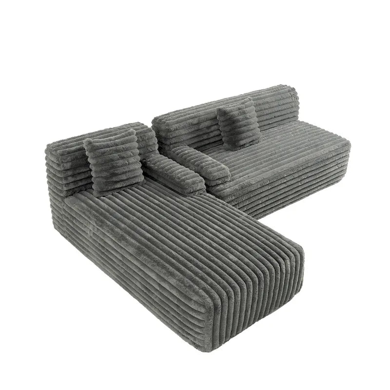 Cloud Sectional Sofa, Modern Upholstered Couch With 2 Throw Pillows, Free-Combined Sofa, Modular Sectional L Shaped Couch