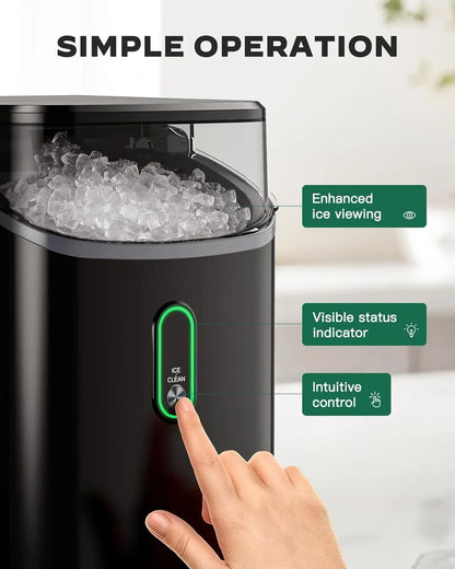 Silonn Nugget Ice Maker Countertop, Pebble Ice Maker With Soft Chewable Ice, One-Click Operation Ice Machine With Self-Cleaning